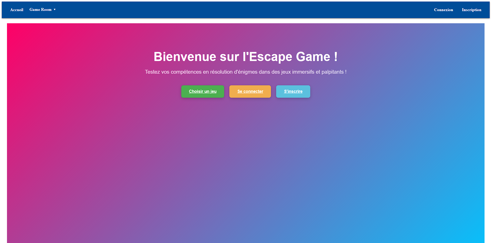 Accueil Escape Game